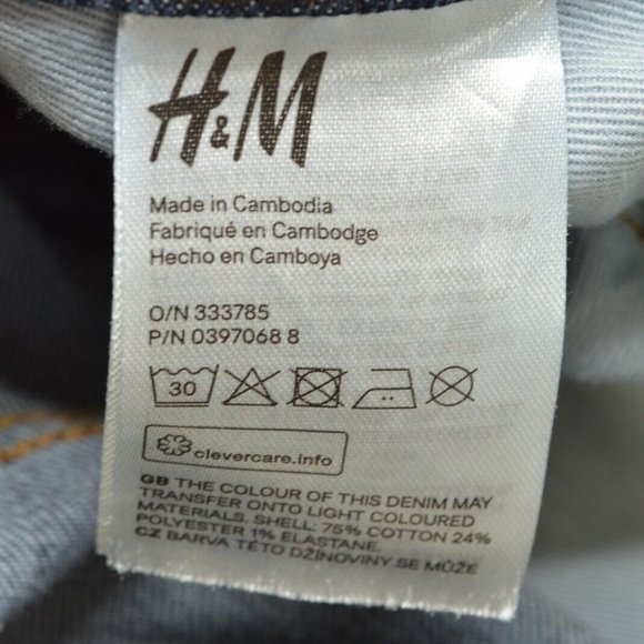 H&M Size 29 Womens SKINNY COUPE MOULANTE Button Fly Dark Wash STRETCH Blue Jeans - Picture 7 of 8